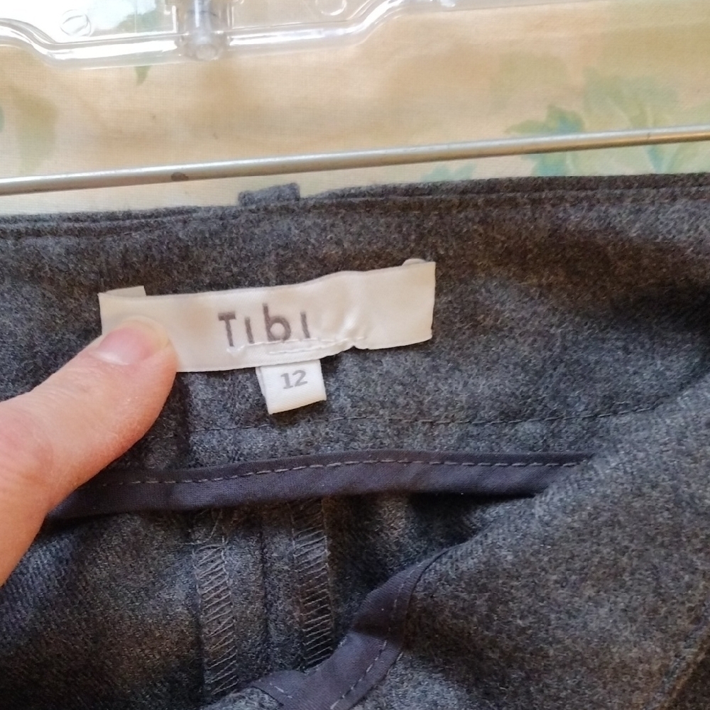 TIBI Grey Superfine Wool Flannel Rodney Straight Leg Trouser 12 - Picture 13 of 15